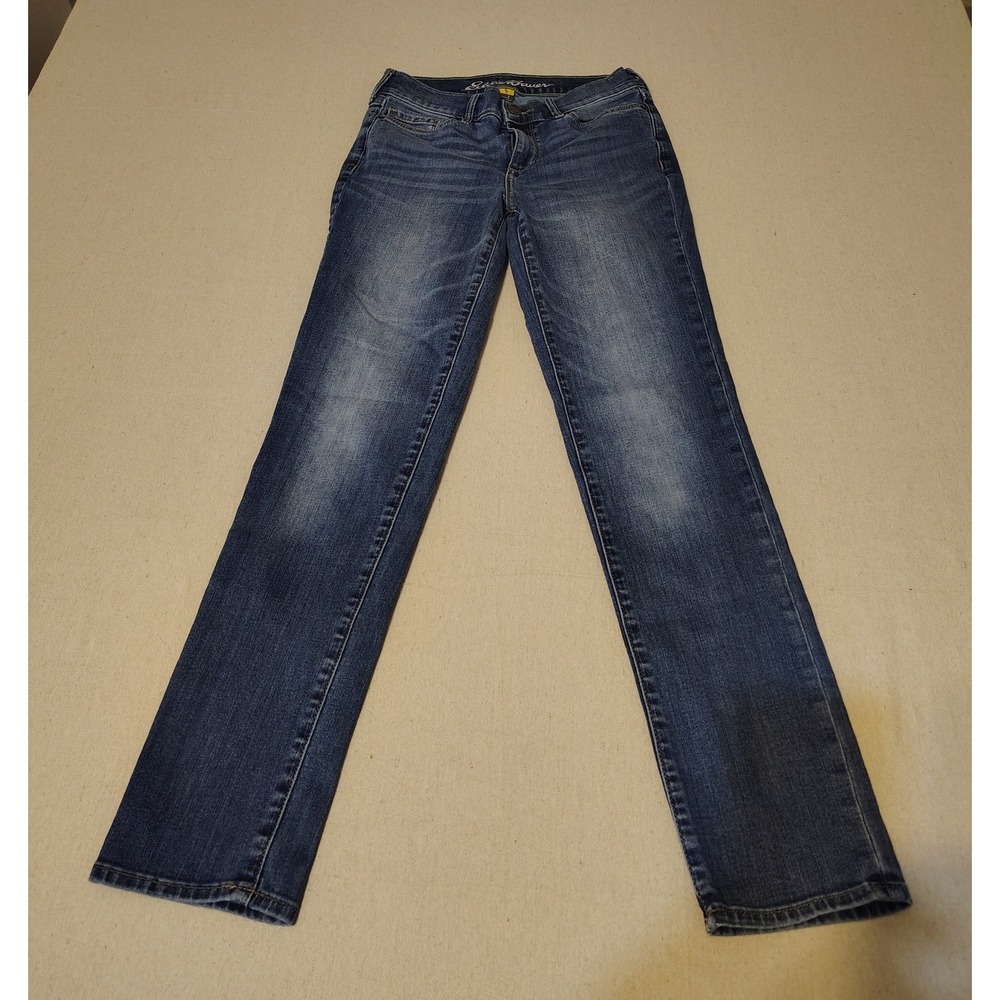 Eddie Bauer Womens Size 0 Blue Denim Straight Leg Jeans Medium Wash 15